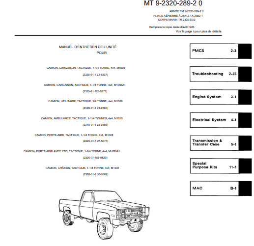 Manuel d'atelier Chevrolet Blazer 6litres 2 Diesel 88 français { {{ Docautomoto }}