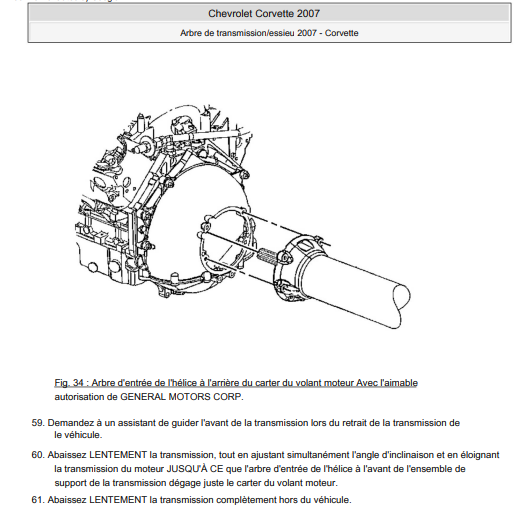Manuel d'atelier Chevrolet Corvette C6 en français anglais { {{ Docautomoto }}