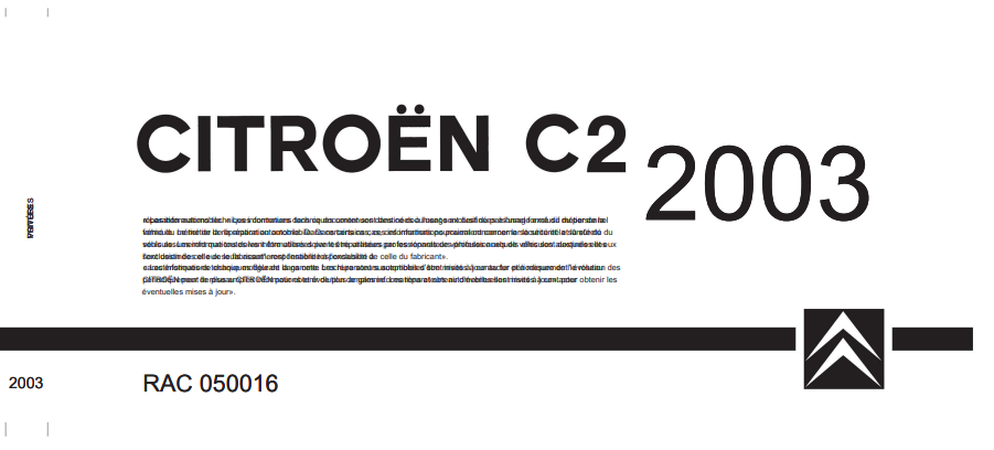 Manuel d'atelier Citroën C2 2003 { {{ Docautomoto }}