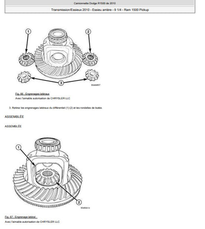 Manuel d'atelier Dodge RAM 1500 2500 2010 français Docautomoto
