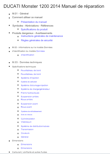 Manuel d'atelier Ducati 1200 Monster 2014 français Docautomoto