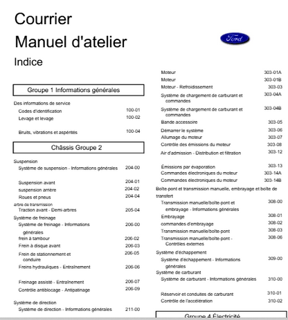 Manuel d'atelier Ford Courrier 2002 français { {{ Docautomoto }}