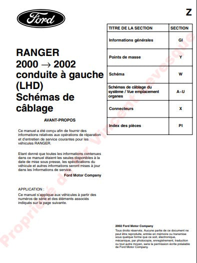 Manuel d'atelier Ford Ranger Mazda B2500 1998 2006 français Docautomoto
