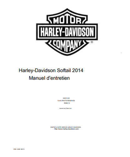Manuel d'atelier Harley Davidson Softail 2014 français 
