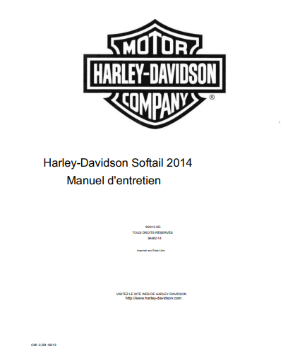 Manuel d'atelier Harley Davidson Softail 2014 français 