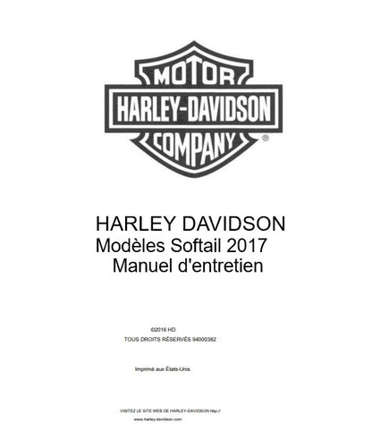 Manuel d'atelier Harley Davidson Softail 2017 français Docautomoto