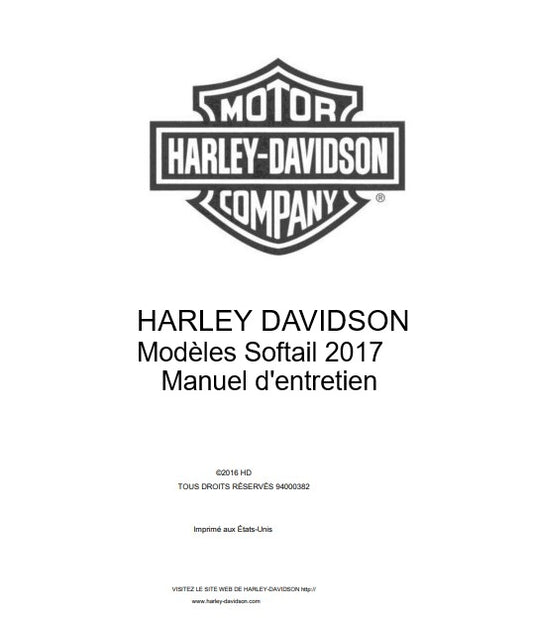 Manuel d'atelier Harley Davidson Softail 2017 français Docautomoto