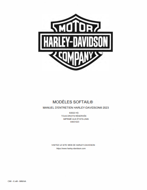Manuel d'atelier Harley Davidson Softail 2023 français Docautomoto