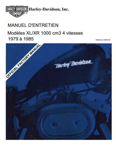 Manuel d'atelier Harley Davidson Sportster 1979 1985 français