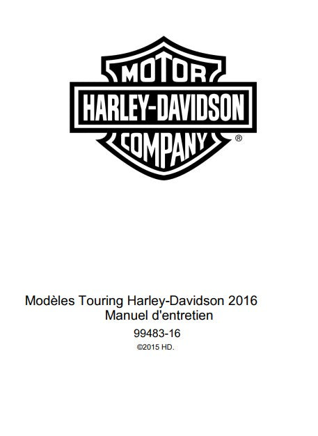 Manuel d'atelier Harley Davidson Touring 2016 français Docautomoto