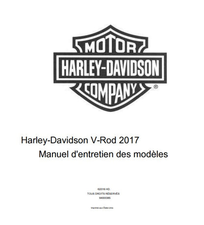 Manuel d'atelier Harley Davidson Vrod 2017 français Docautomoto