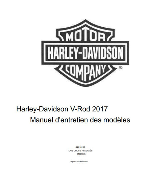 Manuel d'atelier Harley Davidson Vrod 2017 français Docautomoto