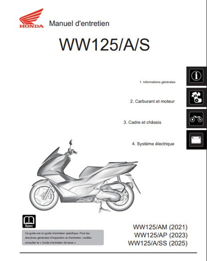 Manuel d'atelier Honda 125 PCX 2021 2025 français