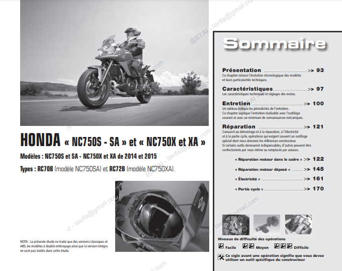 Manuel d'atelier Honda NC 750 2014 { {{ Docautomoto }}