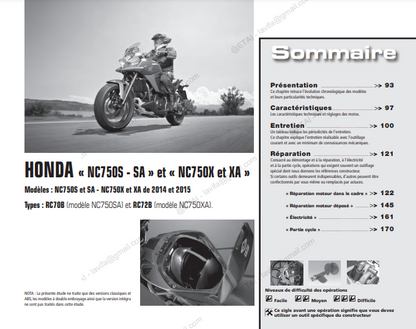 Manuel d'atelier Honda NC 750 2014 { {{ Docautomoto }}