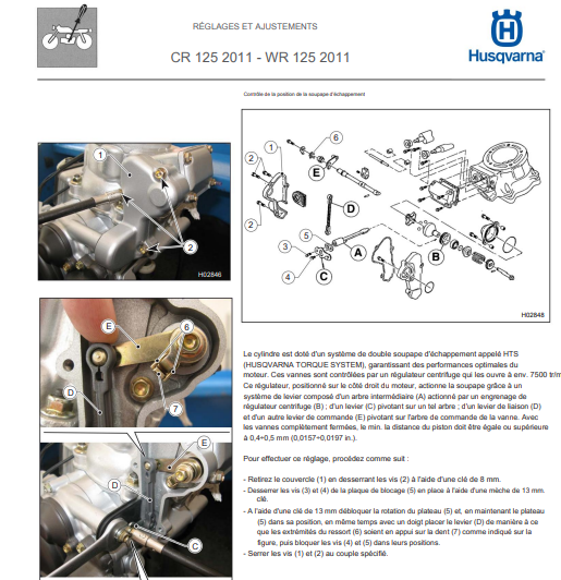 Manuel d'atelier Husqvarna 125 CR WR 2011 français { {{ Docautomoto }}