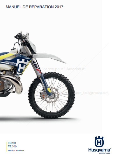 Manuel d'atelier Husqvarna 250 300 TE 2017 français { Docautomoto