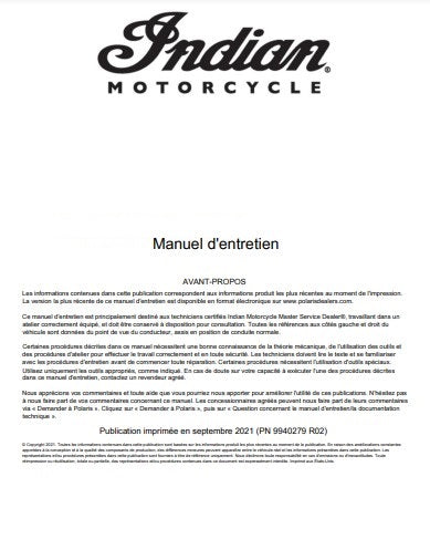 manuel d'atelier Indian Full Size 2017 2022 { {{ Docautomoto }}