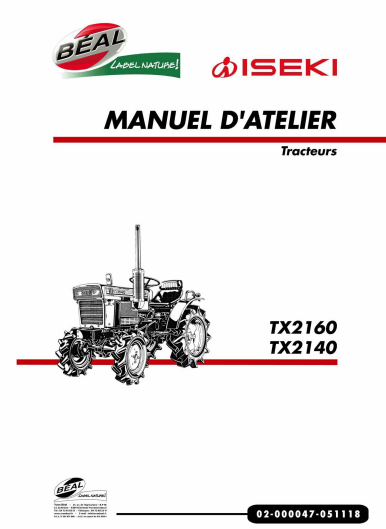Manuel d'atelier Iseki TX 2140 2160 { {{ Docautomoto }}