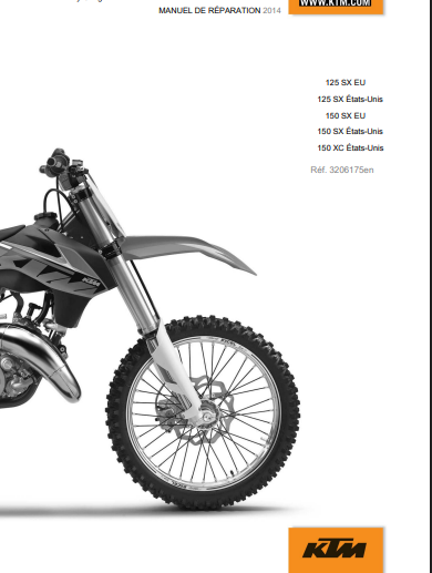 Manuel d'atelier KTM 125 SX 2014 français { {{ Docautomoto }}