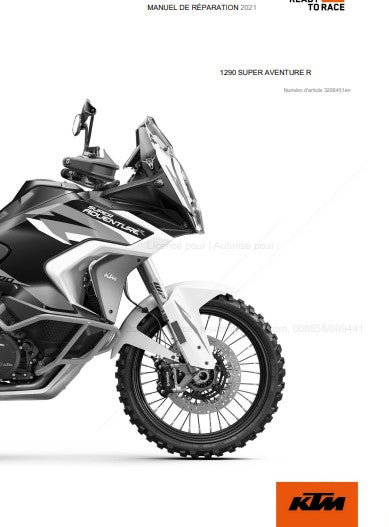 Manuel d'atelier KTM 1290 Super Adventure 2021 français { {{ Docautomoto }}
