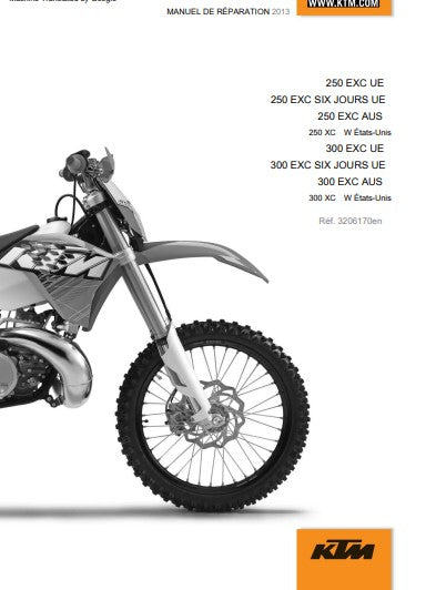Manuel d'atelier KTM 250 300 EXC 2013 français { {{ Docautomoto }}