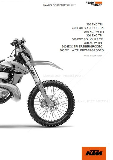 Manuel d'atelier KTM EXC 250 300 TPI 2022 français Docautomoto