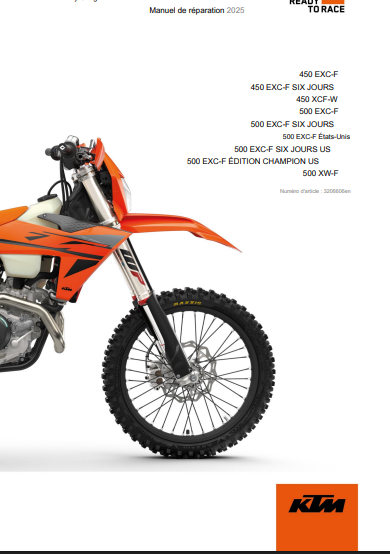 Manuel d'atelier KTM 450 500 XCF W 2025 français