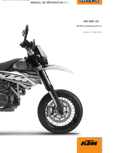 Manuel d'atelier KTM 690 SMC 2011 { {{ Docautomoto }}