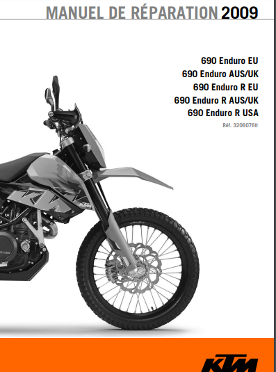 Manuel d'atelier KTM 690 enduro 2009 { {{ Docautomoto }}