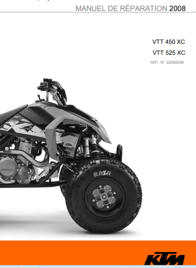 Manuel d'atelier KTM Quad 450 525 2008 français { {{ Docautomoto }}