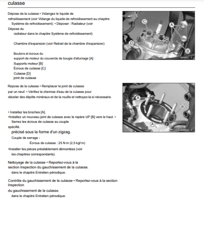 Manuel d'atelier Kawasaki KX 85 2014 2017 français Docautomoto