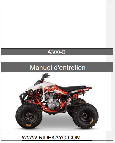 Manuel d'atelier Kayo A300D 2025 français Docautomoto