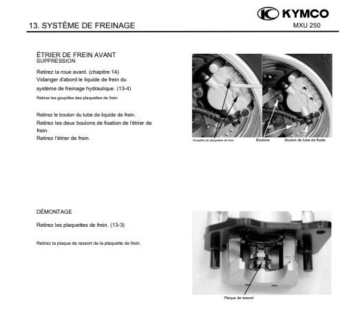 Manuel d'atelier Kymco MXU 250 français { Docautomoto