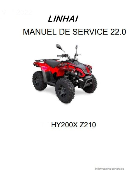 manuel d'atelier Linhai HY 200 2022 français