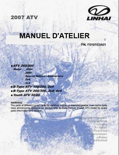 Manuels d'atelier quads Linhai Hytrack 50 80 150 200 160 300 en français { Docautomoto