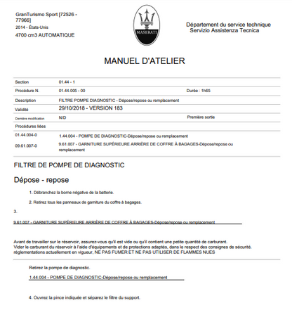 Manuel d'atelier Maserati Granturismo Français Docautomoto
