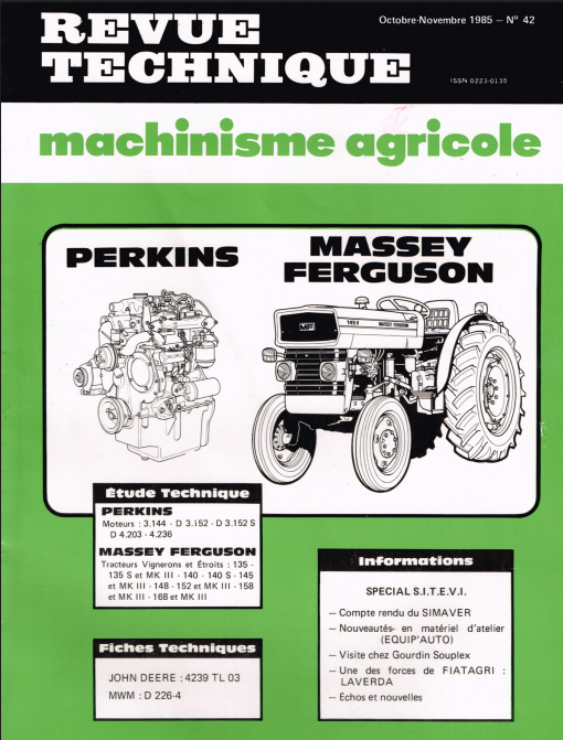 Manuel d'atelier Massey Ferguson 135 168 1985