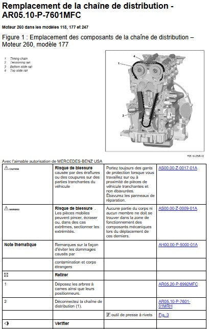 Manuel d'atelier Mercedes Classe A 220 2018 2021 français