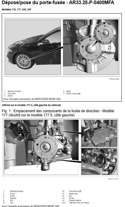 Manuel d'atelier Mercedes Classe A 220 2018 2021 français