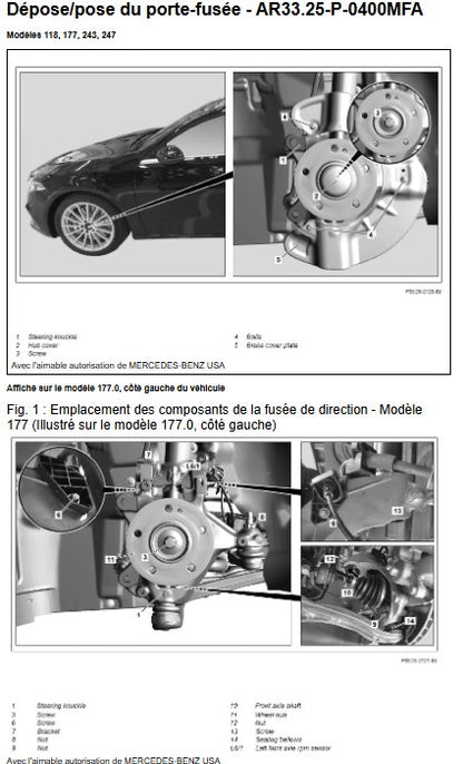 Manuel d'atelier Mercedes Classe A 220 2018 2021 français