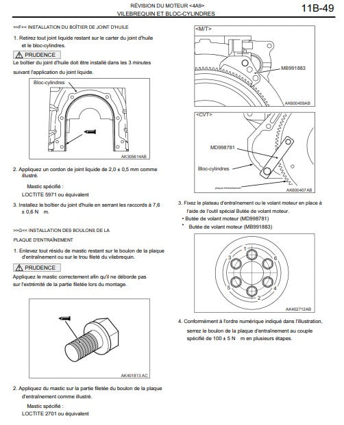 Manuel d'atelier Mitsubishi Colt 2002 2012 français Docautomoto