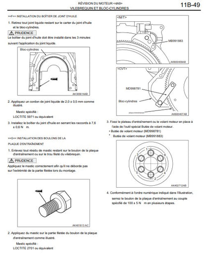 Manuel d'atelier Mitsubishi Colt 2002 2012 français Docautomoto