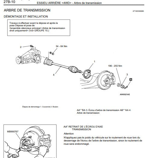 Manuel d'atelier Mitsubishi Space Wagon 1997 2003 français Docautomoto