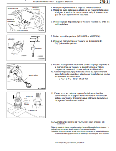 Manuel d'atelier Mitsubishi Space Wagon 1998 2003 français { Docautomoto