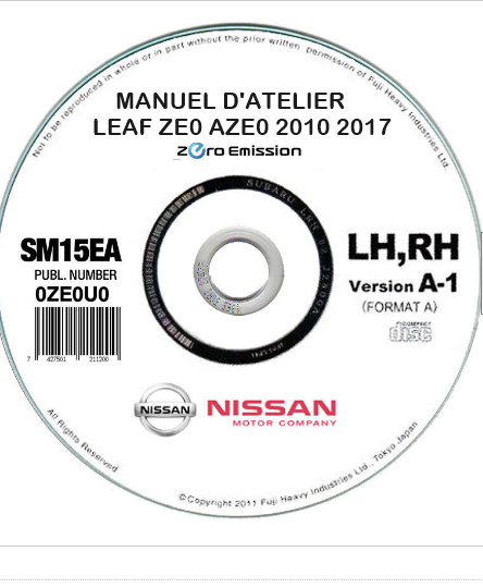 Manuel d'atelier Nissan Leaf 2010 2017 français { {{ Docautomoto }}