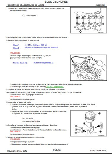 Manuel d'atelier Nissan NV 200 2016 français Docautomoto