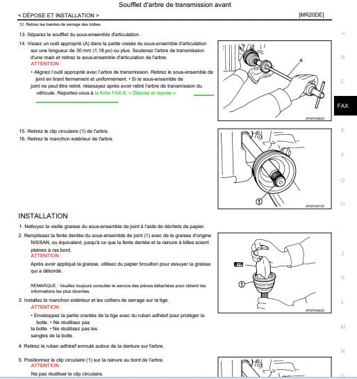 Manuel d'atelier Nissan NV 200 2016 français Docautomoto