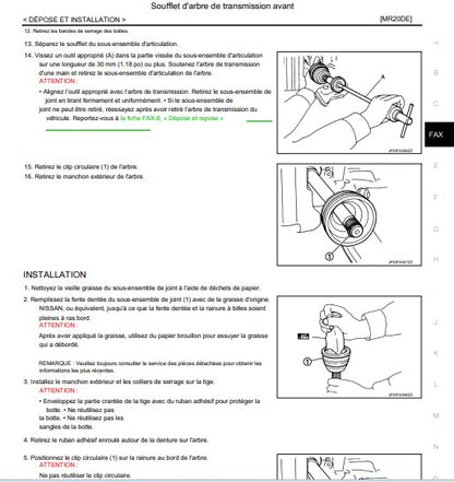 Manuel d'atelier Nissan NV 200 2016 français Docautomoto