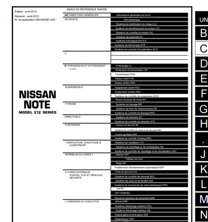 manuel d'atelier Nissan Note 2013 français { {{ Docautomoto }}
